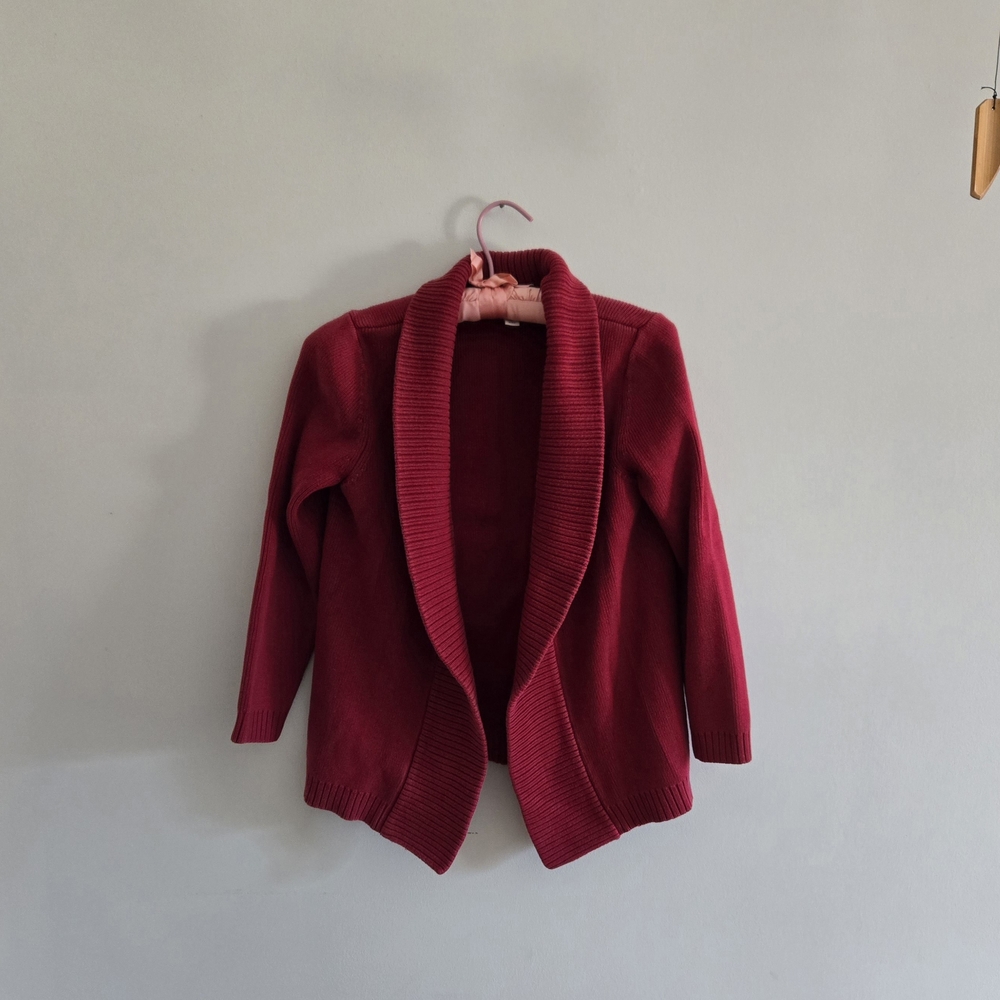 JM Collection Red Ribbed Cotton Sweater